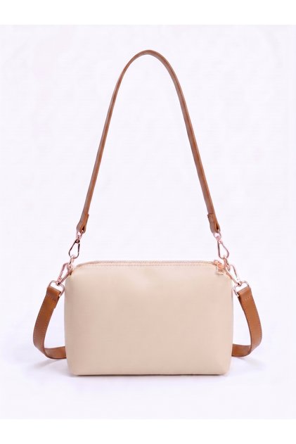 Women's Cream Tan Zippered Adjustable Strap Shoulder and Crossbody Bag Daily Stylish Handbag