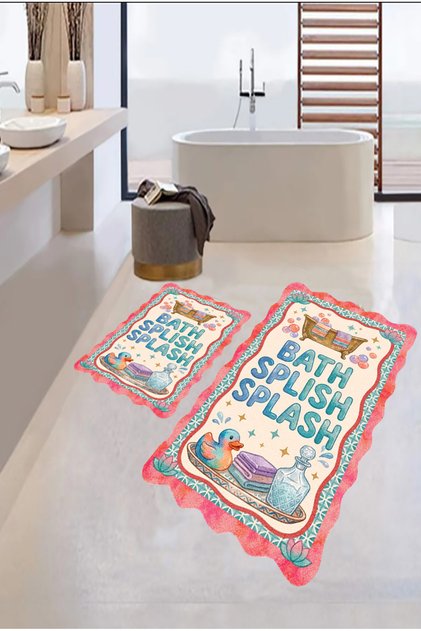 Colorful Patterned Digital Printed Colorful Double Bath Mat Bath Mat