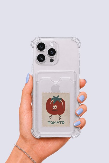 Iphone 15 pro max tomato patterned case with card holder