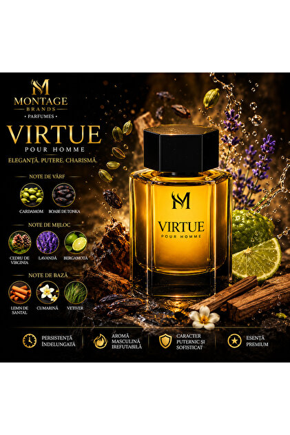 Parfum Premium Virtue Pour Homme 100 ml, Barbati, Aromatic Lemnos, Vetiver, Persistenta Indelungata