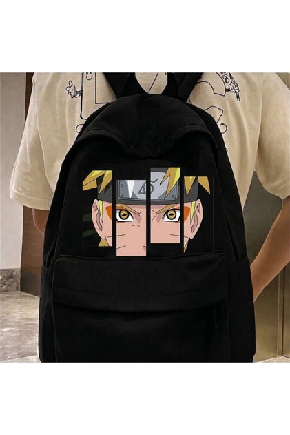 Black Anime Naruto Shippuden Eye Printed School, Class, Course, Sports Backpack