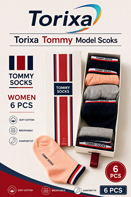 Tommy Model 6 Pieces Bamboo Socks Men / Women with Box