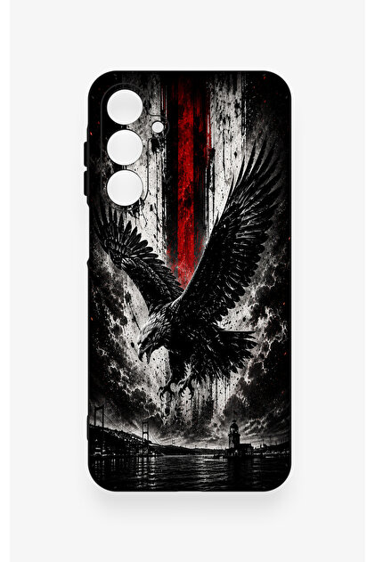 Samsung A16 Compatible Black Eagle Patterned Silicone Case