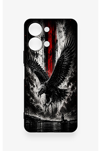 Vivo Y05 4g Compatible Black Eagle Patterned Silicone Case