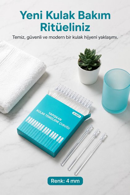 Kulak Bakım ve Temizleme Çubuğu 24 Adet Yıkanabilir Yapışkan Uçlu