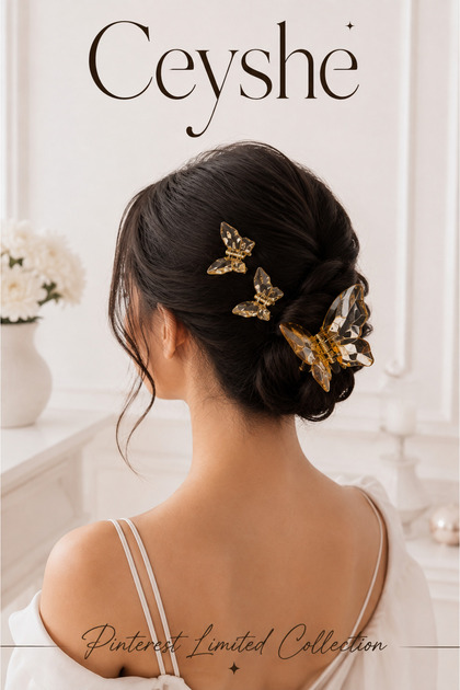 Pinterest Set of 3 Bright Orange Butterfly and Mini Butterfly Hair Clips | Elegant Clasp Buckle