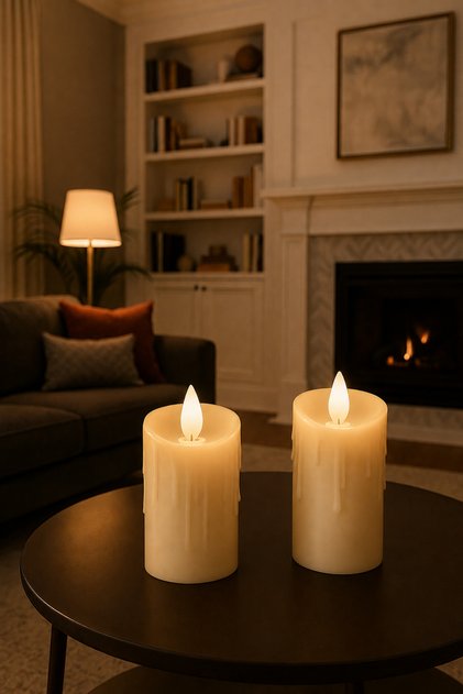 2 Adet Krem Led Mum Tealight Hareketli Alevli Mum Pilli Dekoratif