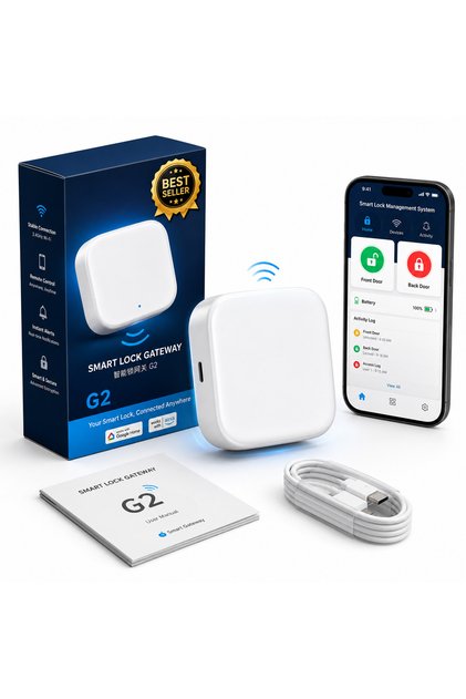 قفل بوابة أبيض من TTLock، تحكم عبر الواي فاي والبلوتوث، بصمة الإصبع، رمز المرور، بطاقة IC والمفتاح، دخول آمن للمناطق الخارجية
