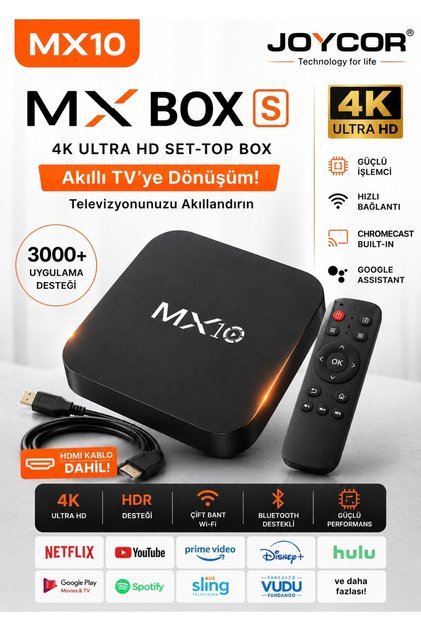 MX10 Android TV Box 4K Ultra HD Smart TV Kutusu RK3228A 4K 60FPS H.265 HDMI 2.1 2.4G/5G Wi-Fi USB AV Ethernet Medya Oynatıcı