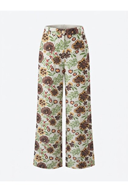 Josie Retro Floral Print Wide Leg Pants for Women Multi Color