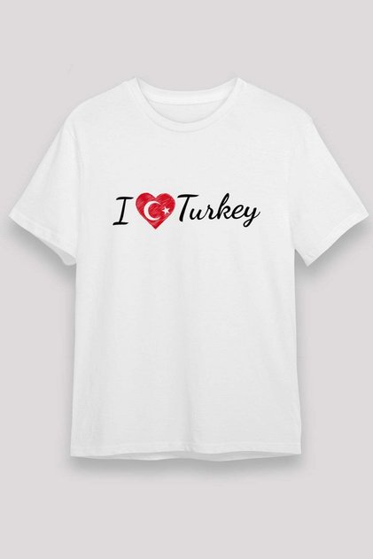 I Love Turkey Moon Star Heart Printed T-Shirt