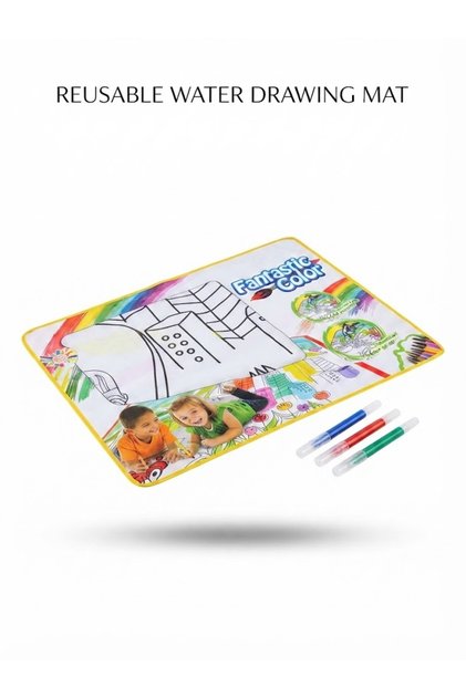 Fantastic Color Reusable Water Drawing Mat for Kids – 80×80 cm Magic Water Painting Mat with Colorful Drawing Pens, Educational Creative Play Set