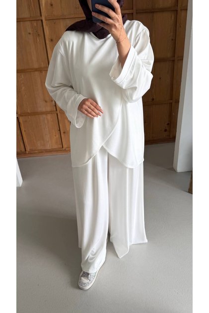Women's Hijab Double Set, Loose Tunic, Loose Trousers, Suitable for Daily Wear, Oversize, Comfortable Fit