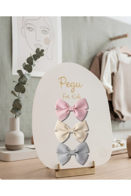 Little Dreams Series, 3-Piece Satin Ribbon Bow Hair Clip, Hairpin. Preschool, School, Elementary School, Children and Teenagers Buckle Up.