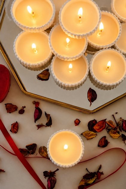 Vanilya kokulu,beton kaseli tealight mum, Söz, Nişan Ve tüm özel günler için