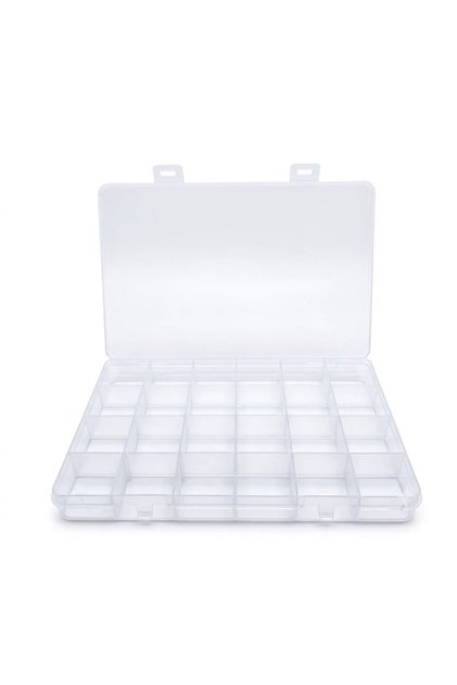 Cutie organizatoare transparentă din plastic cu 24 de compartimente fixate, 19,5 x 13 x 2,5 cm