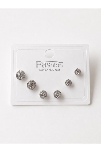Single Stone Silver Six-Piece Earrings