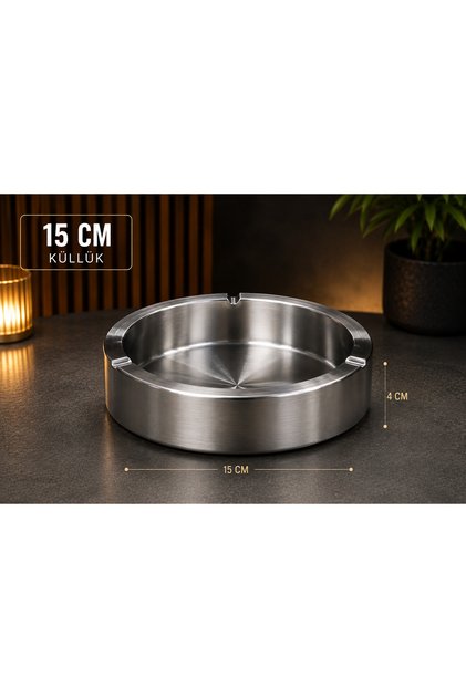 Büyük Boy Lüks Çelik Küllük 15 cm 1 Adet