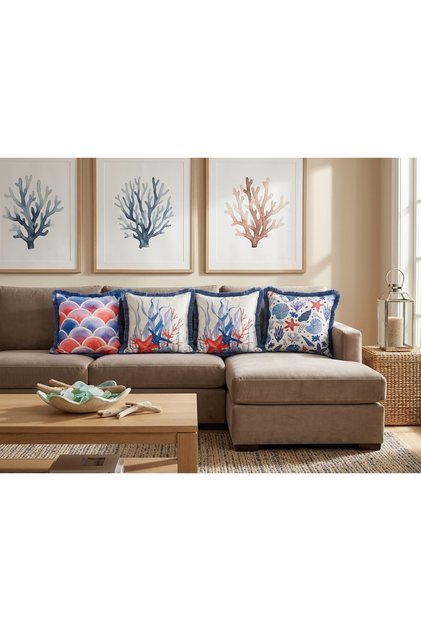 Aegean Breeze Linen Effect Cushion Cover Set 4 Pieces