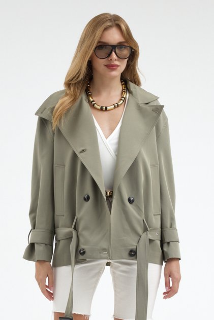 Zr Model Belted Oversize Women's Trench Coat Jacket