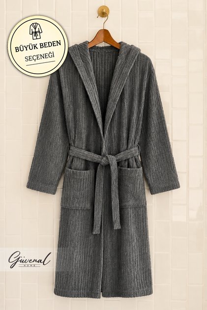 Evos |   Cotton Unisex Ribbed Hooded Bathrobe - 1 Piece |   Ultra Soft |   Dowry