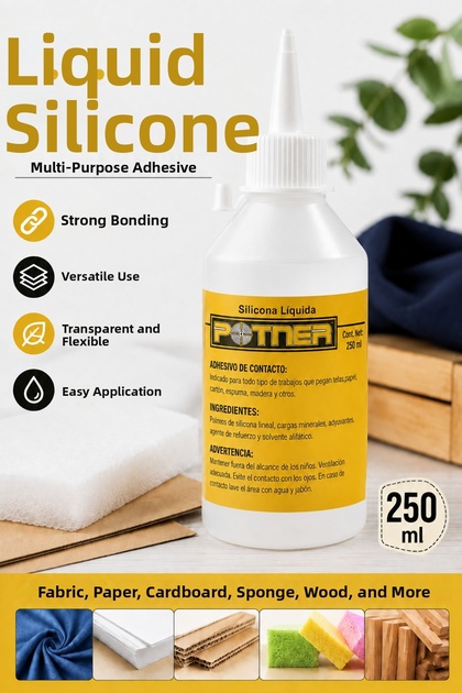 Multi-Purpose Liquid Silicone Adhesive 250 Ml, Fabric Adhesive Cold Silicone Glue