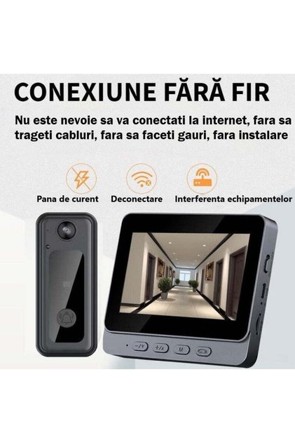 Wireless smart video doorbell, 4.3" IPS screen and 8MP camera