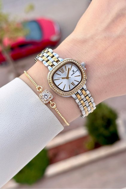 Gold Gray Color 27 mm Women's Wristwatch and Bracelet Same as Pictured