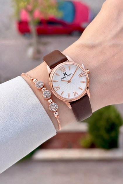 Women's Wristwatch with Rose Cord Brown Color 28 mm Same as Pictured