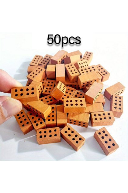 50pcs red bricks 50\100pcs Mini Bricks Miniature Crafts Artificial Handmade Layout Decoration Clay S