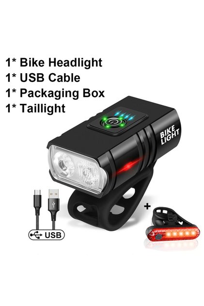 Package A Bicycle Light Headlight T6 Flashlight LED USB Rechargeable Torch Aluminum Alloy Cycling MT