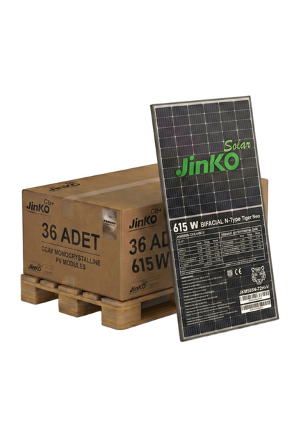 コバテンダー Jinko Solar Tiger Neo 615 Watt Güneş Paneli 1 Palet (36 Adet
