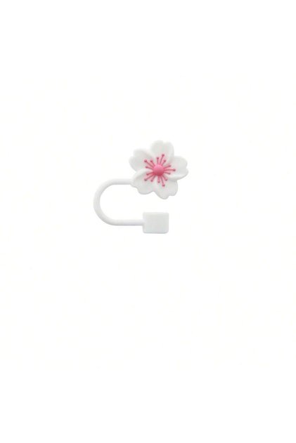 White 1PCS Flower Silicone Straw Covers For Stanley Cup Cute Silicone Flower Shape Drinking Dust Cap