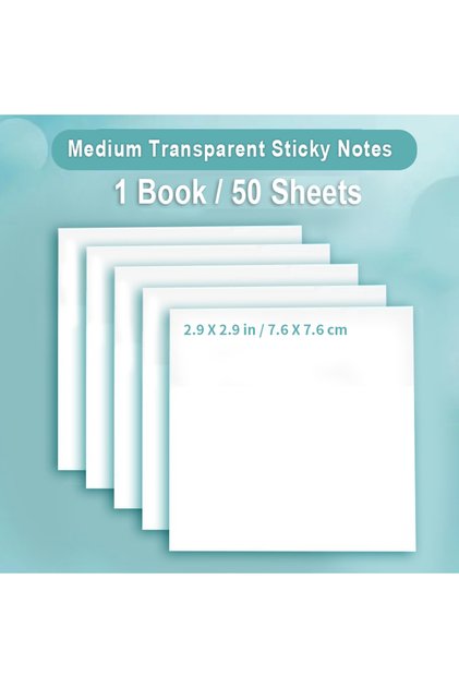 50 medium sheets 50 Sheets PET Transparent Sticky Notes Perspective Waterproof Clear Fluorescence M