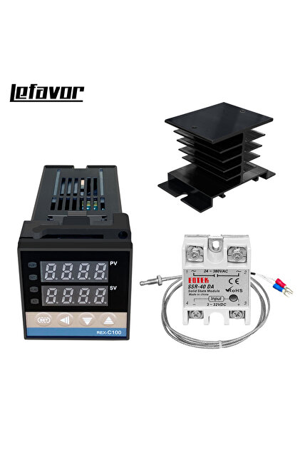 C100 balck set 2 REX-C100 Digital PID Temperature Controller Thermostat SSR output Max.40A SSR Relay