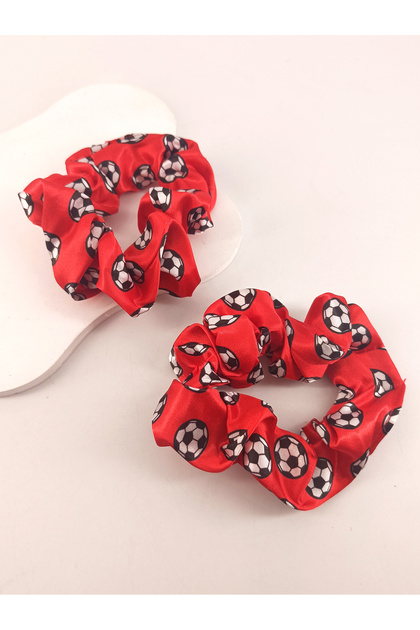 Red 2/6/12 PCS 11cm Fashion Football Printed Large Intestine Hair Ring/Ties for Women Jewelry Sports