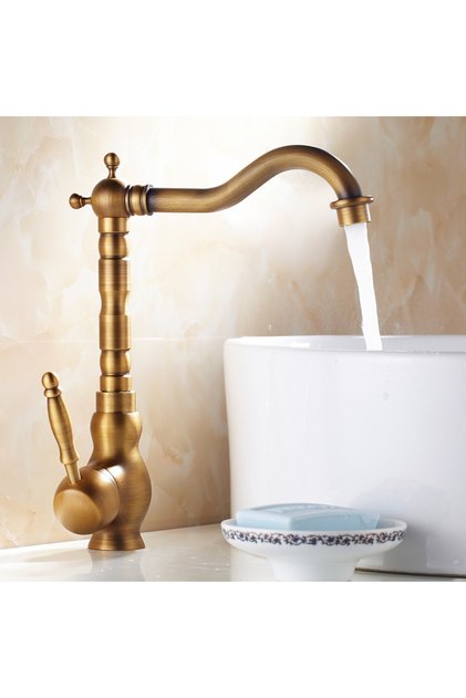 High Style B Antique Brass Bathroom Faucet Rotating Spout Basin Sink Mixer Tap Bathroom Kitchen Wash