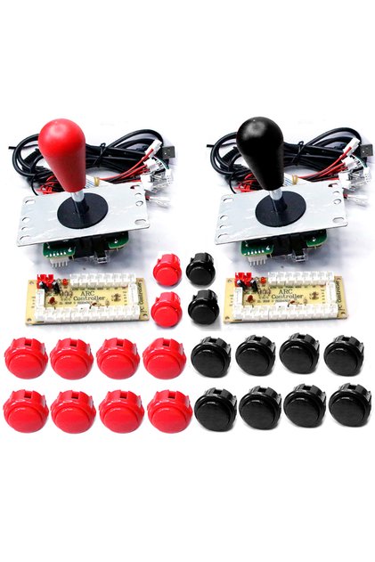 2P red black Copy SANWA Game Machine Arcade Console DIY Kit 8 Way Joystick Push Buttons For PC Raspb