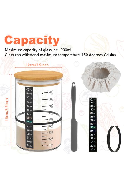 Style 3 Sourdough Starter Jar Kit Sourdough Starter Container Baking Fermentation Jar Food Storage J