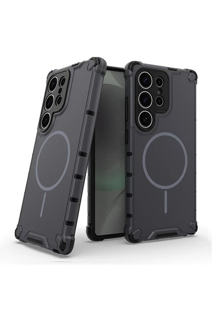 Samsung S24 Ultra Deep Gray Anti-slip Bumper Armor Magnetic Phone Case For Samsung S24 S25 S26 Plus