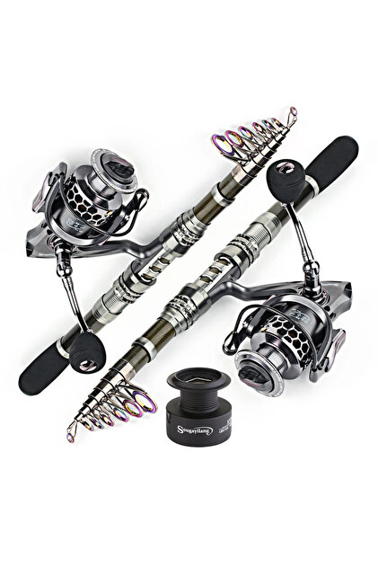 2.4m and XY3000 Sougayilang 1.8-3.3m Carbon Fiber Spinning Fishing Rod and 13+1BB Fishing Reel Combo