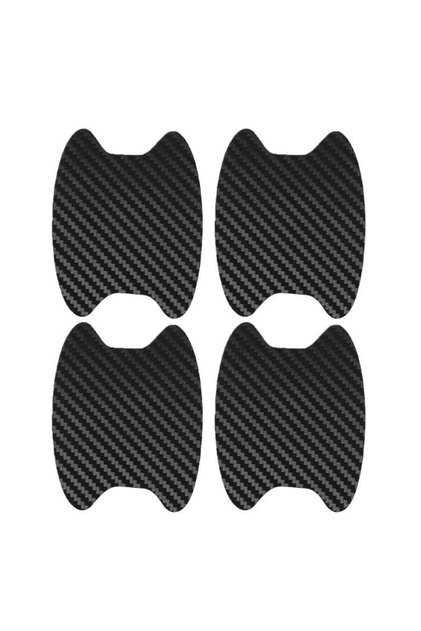 4pcs Black 4Pcs Car Door Handle Bowl Scratch Protective Sticker Silver Carbon Fiber Car Door Handle