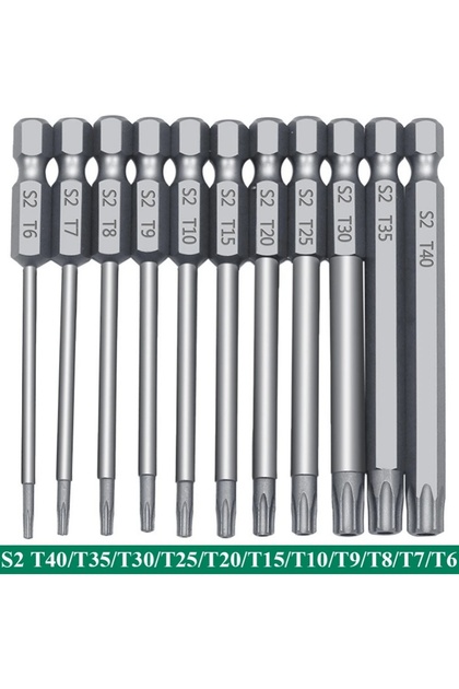 100mm 11Pcs 11/12Pcs Torx Screwdriver Bits With Hole 50/100mm Extended Screwdriver Set Tamper Proof