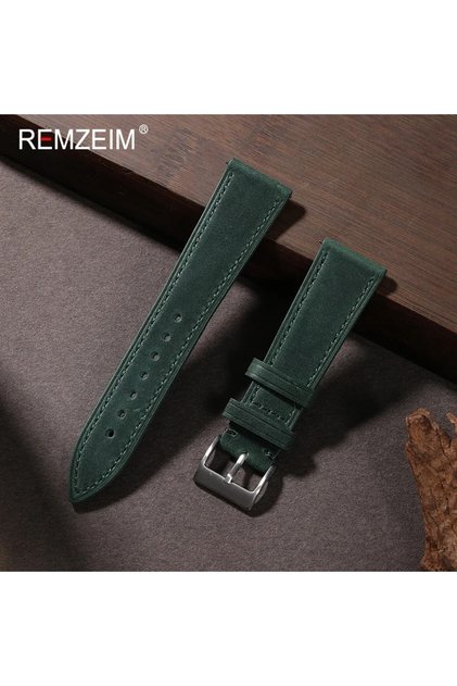 20mm Dark Green Crazy Horse Quick Release Leather Watch Strap18mm 19mm 20mm 21mm 22mm Soft Retro Vin