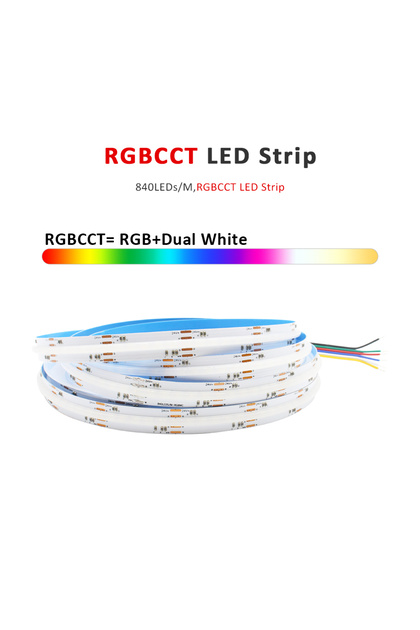 5m 24V RGBCCT 840 5M 12V 24V COB LED Strip Light RGB RGBW RGBCCT CCT Flexible Ribbon 320LEDs 784LEDs