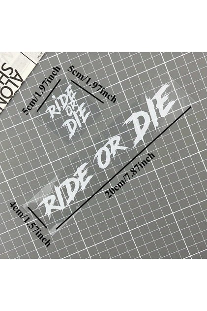 2PCS-1Sheet TIS11-White 2PCS RIDE OR DIE Motorcycle Stickers Waterproof for Motorbike Helmet DIY Roa