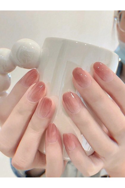 Silver ARTAUG 24pcs Glossy Pink Press On Nails Medium Square Fake Nail Elegantstyle False Nail Full
