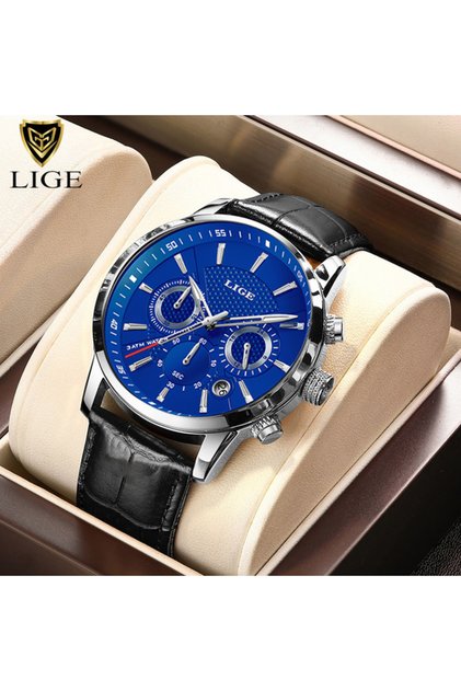 Silver blue 2026 Watch Men Fashion Sports Quartz Clocks Mens Watches Top Brand Leather Wa