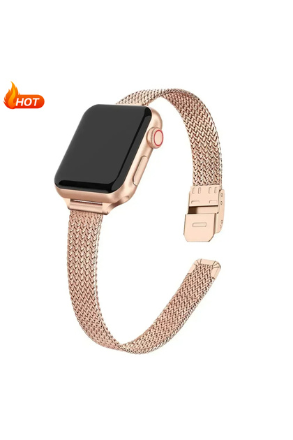for S11 10 42mm Rose Gold Slim Bracelet Metal for Apple Watch Band Ultra3 49 40 41 44 45 38 42 46mm