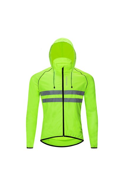 XXL BL225 Green Hooded WOSAWE Windproof Cycling Jackets Hooded Waterproof Long Sleeve Windbreaker Je